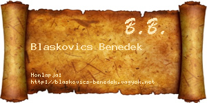 Blaskovics Benedek névjegykártya